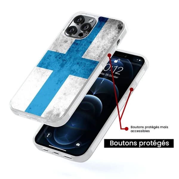Siliconförstärkt tryckt skal kompatibelt med Apple iPhone 14 Plus Marseilleflagga Transparent