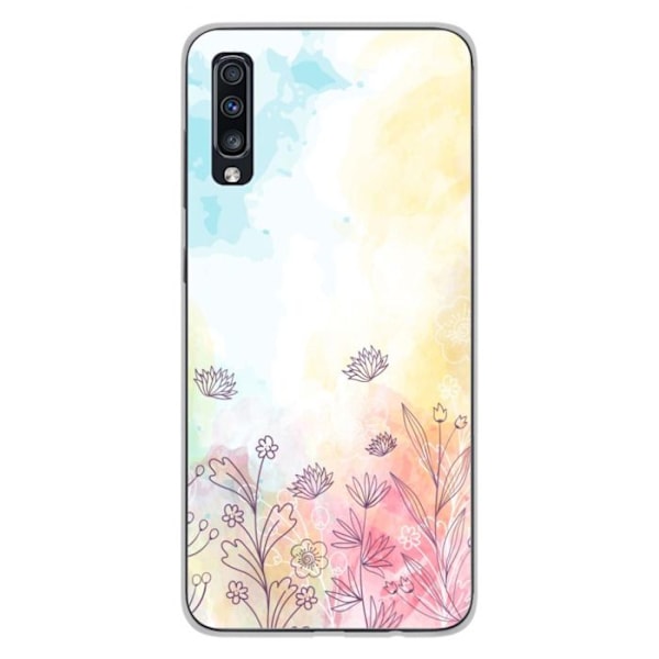 Siliconfodral med tryck - 1001 fodral - Samsung Galaxy A50/A50s - Akvarellblommor - Optimal skydd Transparent