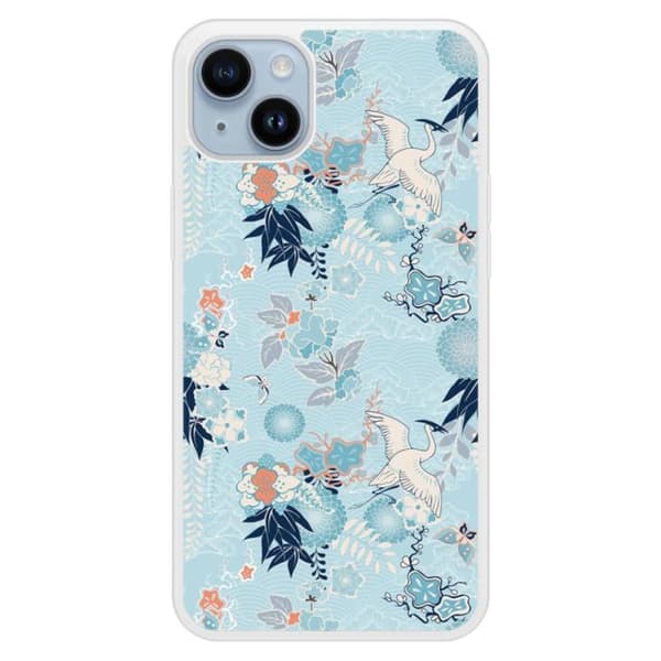 Förstärkt silikonfodral med tryck kompatibelt med Apple iPhone 14 Plus Kimono Transparent