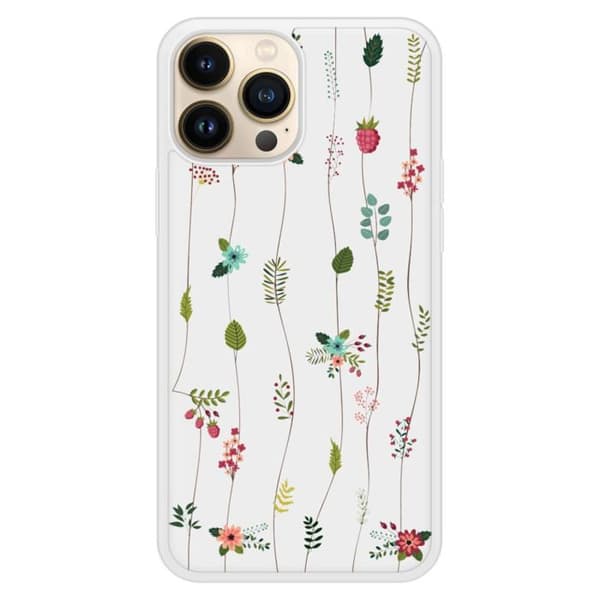 Siliconförstärkt plånbok med tryck kompatibel med Apple iPhone 13 Pro Max Blommotiv Transparent