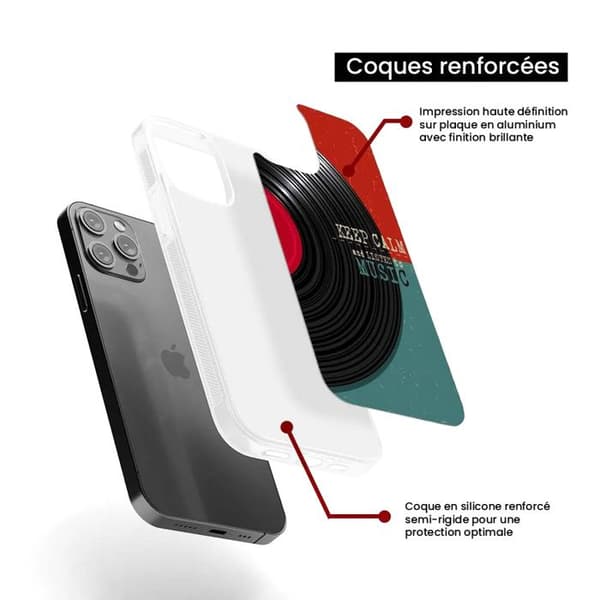 Siliconeförstärkt, tryckt fodral kompatibelt med Apple iPhone 13 Pro Keep calm Transparent