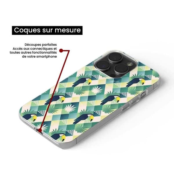 Silicone-case - Kompatibel med Apple iPhone 15 Pro - design av tukan diamant Transparent