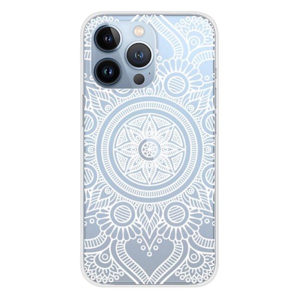 Siliconetui - Kompatibel med Apple iPhone 13 Pro - design mandala vit Transparent