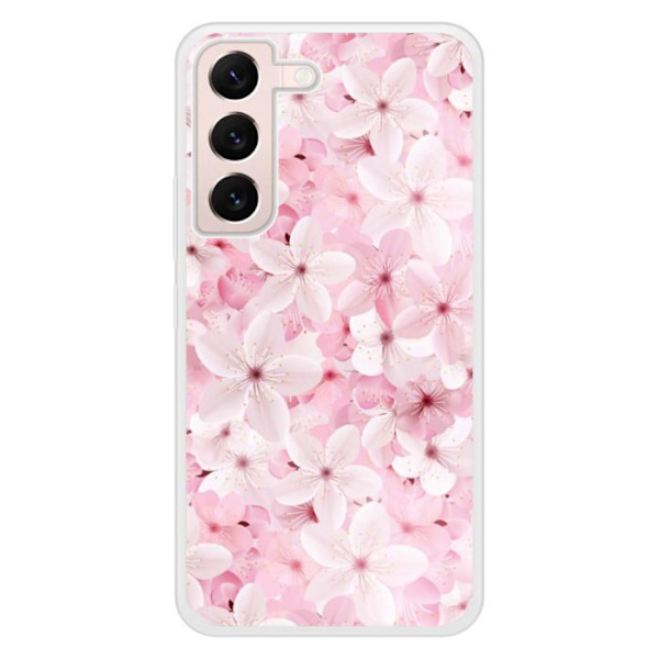 Silikonskal med förstärkt tryck kompatibel med Samsung Galaxy S22 Sakura Transparent