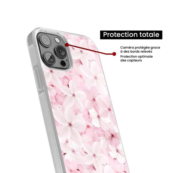 Siliconeförstärkt tryckt skal kompatibelt med Apple iPhone 13 Mini Sakura Transparent