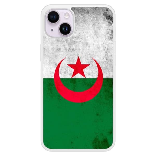 Förstärkt silikonfodral tryckt kompatibelt med Apple iPhone 15 Plus Algeriets flagga Transparent