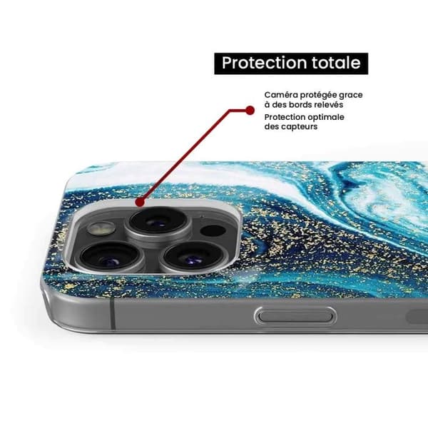 Siliconfodral - Kompatibel med Apple iPhone 15 Plus - design marmor blå glittrande Transparent