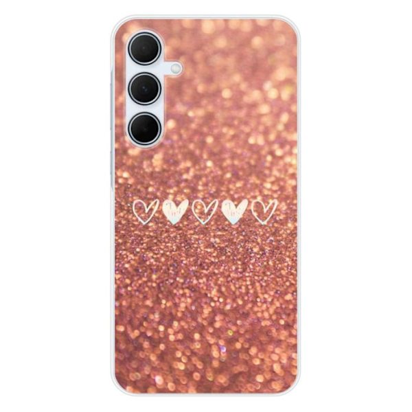 Siliconefutter - Kompatibel med Samsung Galaxy A35 5G - design med hjärtglitter Transparent