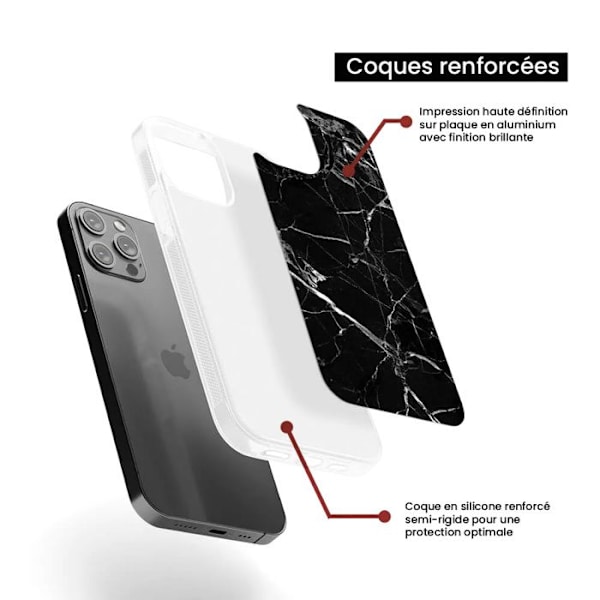 Siliconförstärkt tryckt fodral kompatibelt med Samsung Galaxy S22 Plus Marmor Svart Transparent