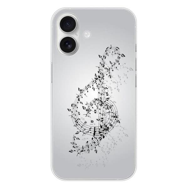 Siliconfodral - Kompatibel med Apple iPhone 16 - design vals av noter Transparent