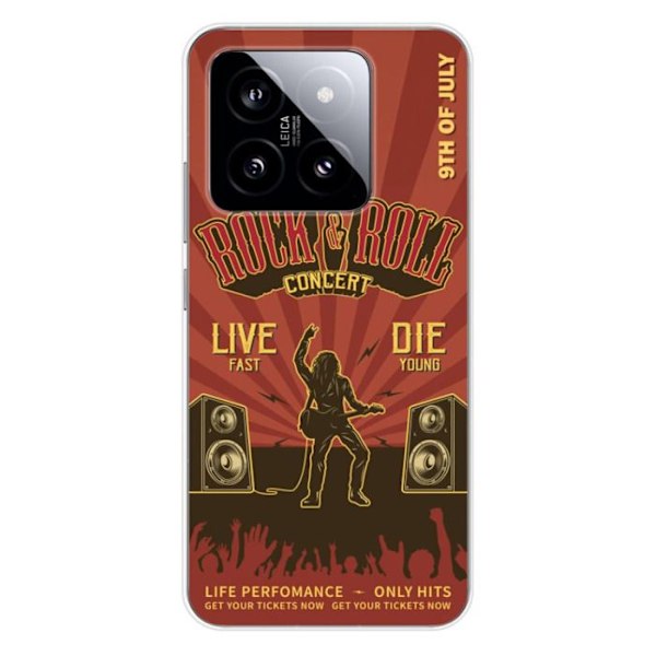Siliconecover med tryck - 1001 Covers - Xiaomi 14 Pro - Rock and Roll-mönster - Optimal skydd - Mjuk Transparent