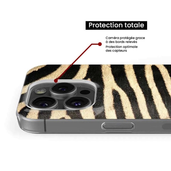 Tryckt silikonfodral som är kompatibelt med Apple iPhone 15 Zebra Transparent