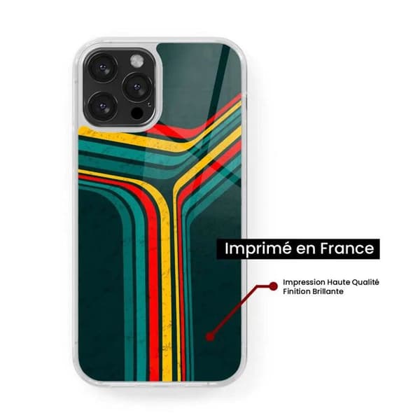 Coque i silikon förstärkt med tryck kompatibel med Apple iPhone 16 Pro Max Retro linjer Transparent