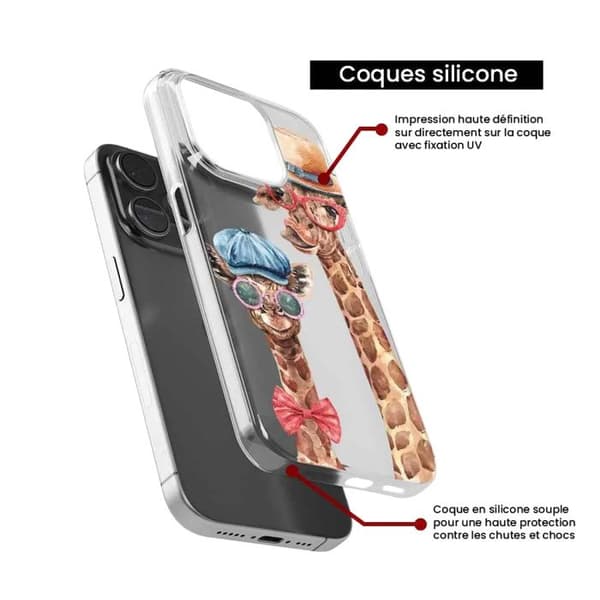 Siliconfodral - Kompatibel med Apple iPhone 15 - rolig design giraff Transparent