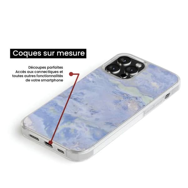 Tålig tryckt silikonfodral kompatibelt med Apple iPhone 15 Pro Marmor Blå Transparent