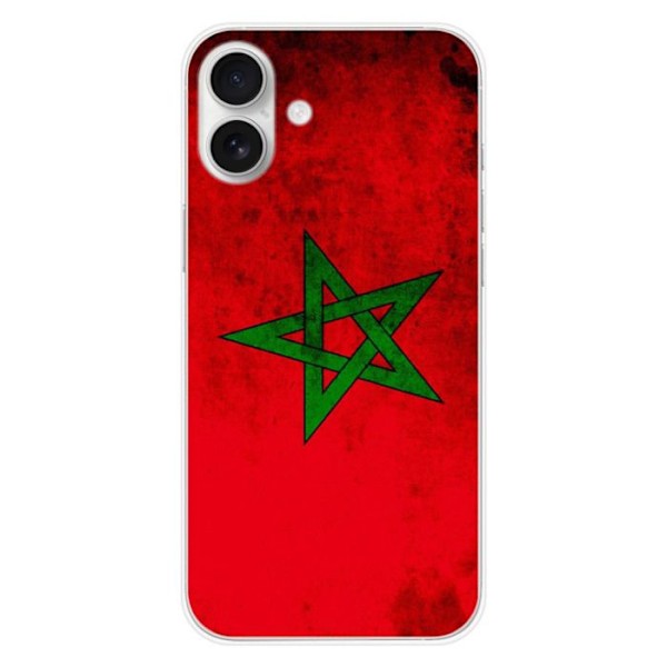 Siliconfodral - Kompatibel med Apple iPhone 16 Plus - design med marockansk flagga Transparent