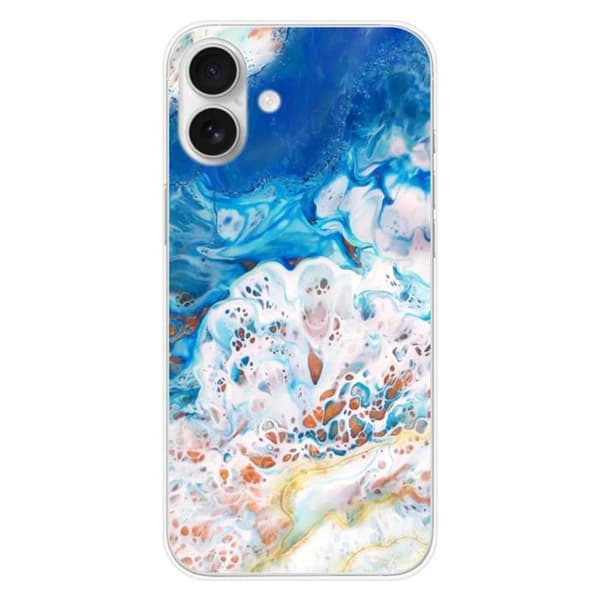 Siliconfodral - Kompatibel med Apple iPhone 16 Plus - design marmor hav Transparent