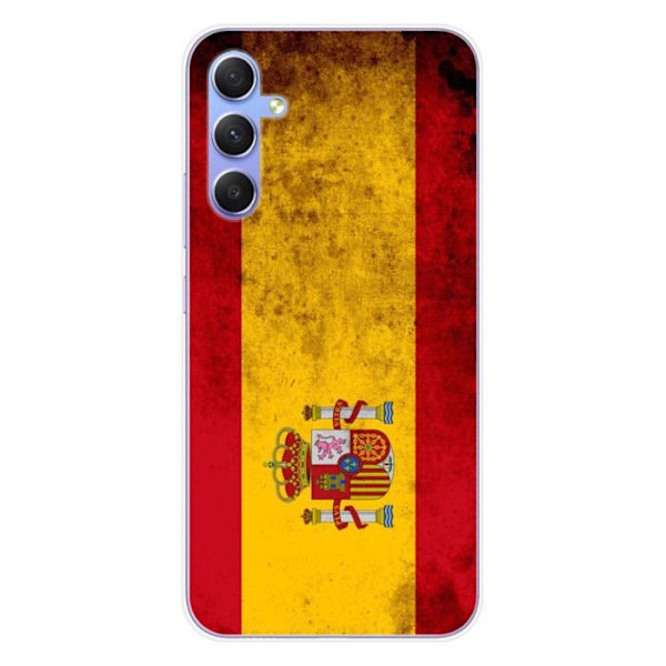 Siliconfodral - Kompatibel med Samsung Galaxy A34 5G - design med spansk flagga Transparent
