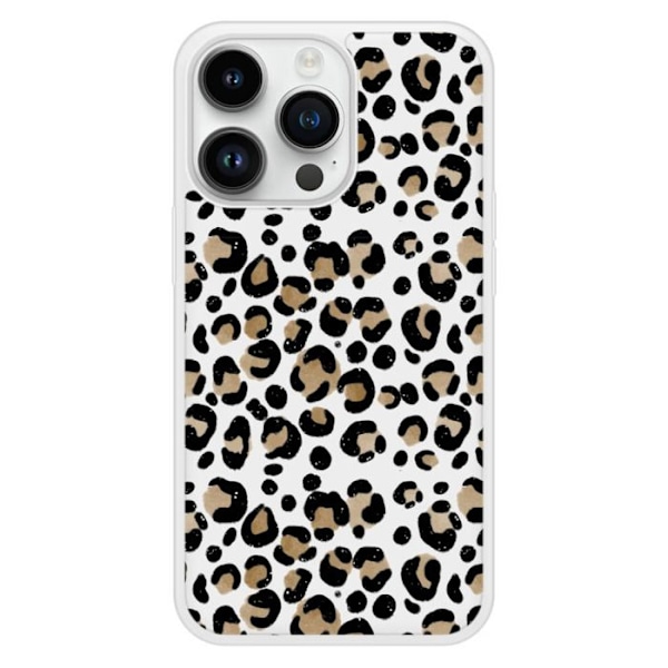 Förstärkt tryckt silikonhölje kompatibelt med Apple iPhone 14 Pro Leopard Transparent