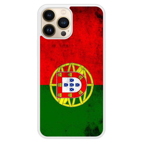 Förstärkt silikon-skal med tryck kompatibel med Apple iPhone 13 Pro Max Portugals flagga Transparent