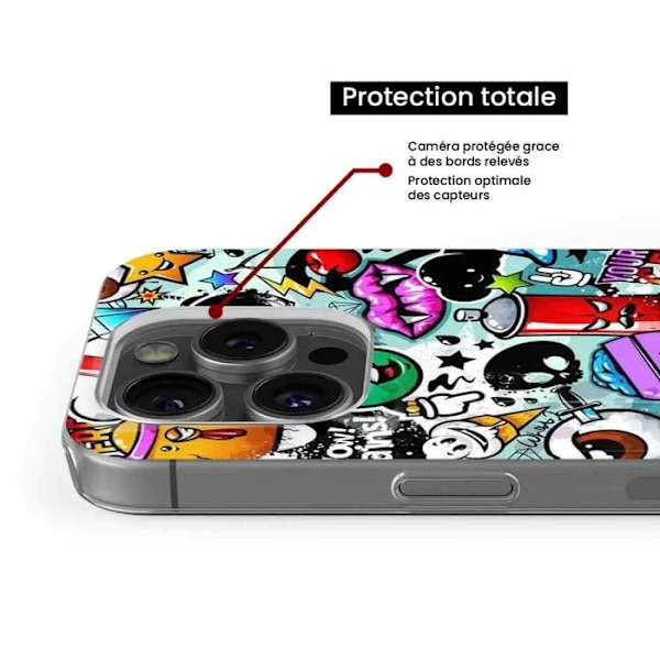 Siliconskal - Kompatibel med Apple iPhone 15 - graffiti design 2 Transparent