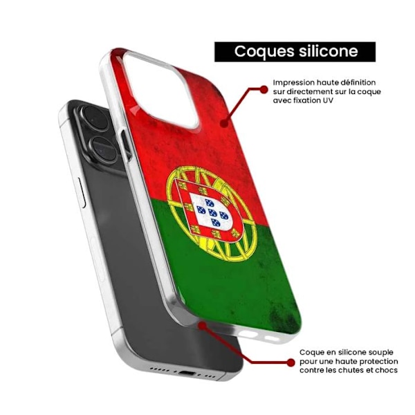 Tryckt silikonfodral som är kompatibelt med Apple iPhone 16 Pro Portugal flagga Transparent