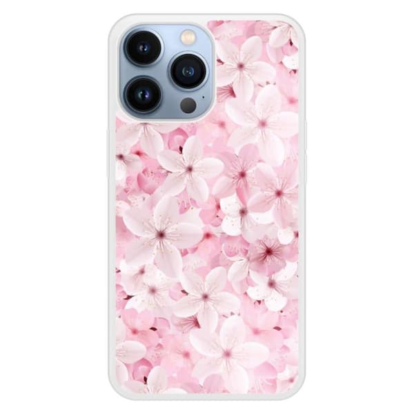 Silikonskydd med förstärkning tryckt kompatibel med Apple iPhone 13 Pro Sakura Transparent