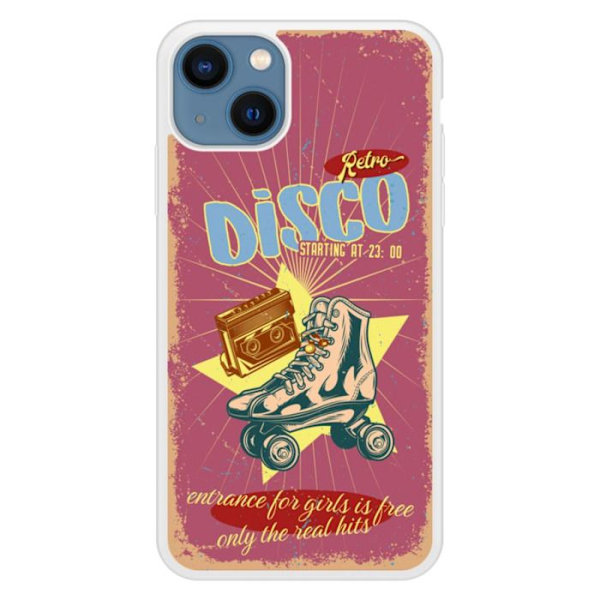 Siliconförstärkt tryckt fodral kompatibelt med Apple iPhone 13 Retro disco Transparent