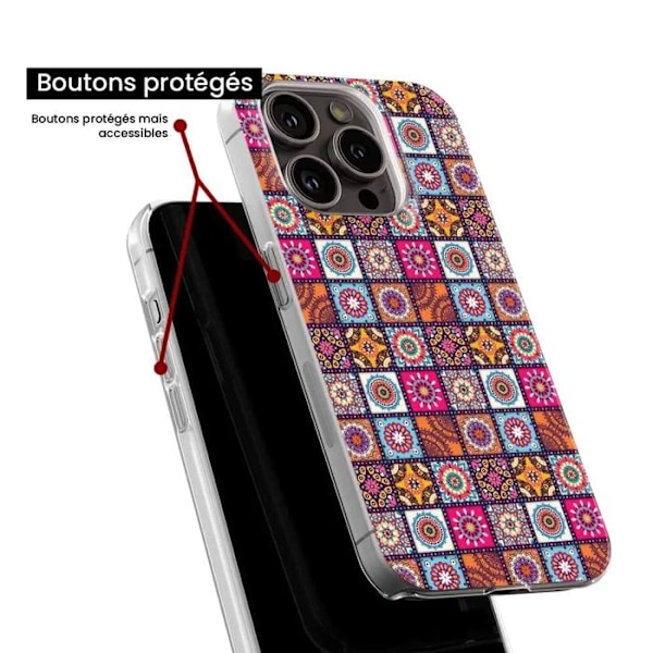 Siliconfodral tryckt - 1001 fodral - Apple iPhone 7 Plus - Patchwork Mandala - Transparent - Semi-flexibel Transparent