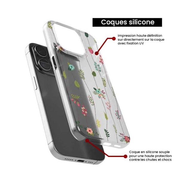 Siliconefodral med tryck - 1001 fodral - Samsung Galaxy A32 4G - Blomsterdesign - Transparent - Semi-rigidhud Transparent