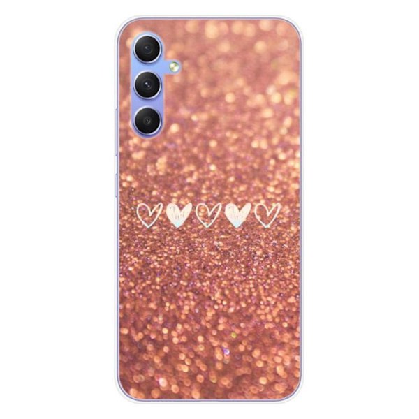 Silikonfodral - Kompatibel med Samsung Galaxy A34 5G - design med hjärtglitter Transparent