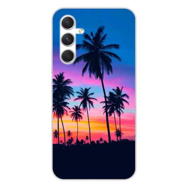 Silikonskal - Kompatibel med Samsung Galaxy A54 5G - design med färgglada palmer Transparent