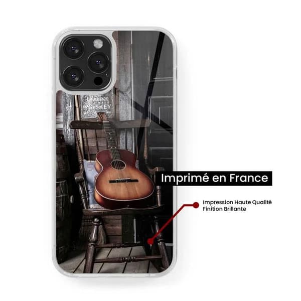 Siliconeförstärkt skal med tryck som är kompatibelt med Samsung Galaxy A25 Gitarr Transparent