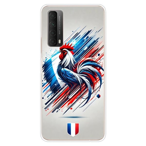 Tryckt silikonfodral som är kompatibelt med Huawei P Smart 2021 French Rooster Transparent