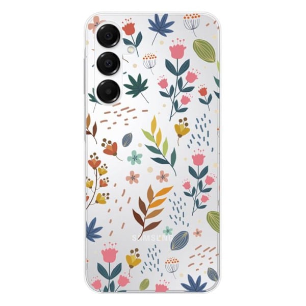 Siliconekskydd med tryck kompatibel med Samsung Galaxy A36 5G Färgglada blommor Transparent