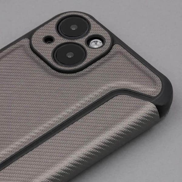 Folio-etuiet - Smart Carbon - Apple iPhone 15 - TPU - Magnetisk stängning - Videostöd silver-