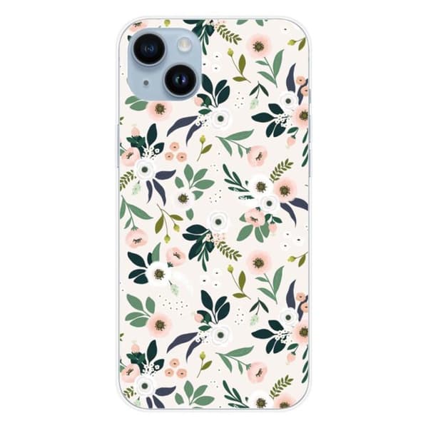 Siliconfodral - Kompatibel med Apple iPhone 15 Plus - design med blommor Transparent