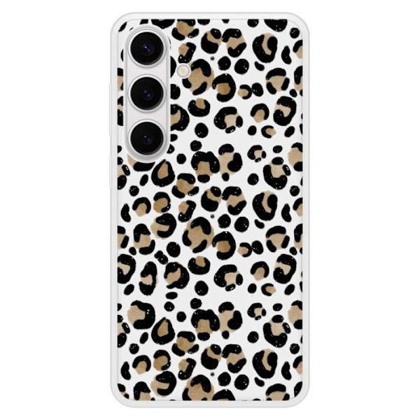 Förstärkt silikonfodral med tryck kompatibelt med Samsung Galaxy S24 Plus Leopard Transparent