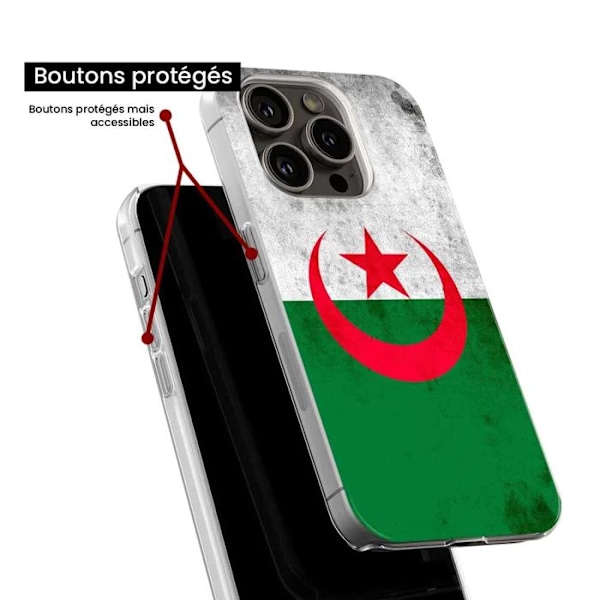 Tryckt silikonfodral som är kompatibelt med Samsung Galaxy A25 Algeriets flagga Transparent