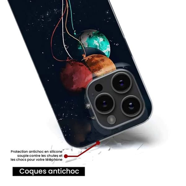 Siliconfodral - Kompatibel med Apple iPhone 15 Pro - design av astronaut med ballonger Transparent