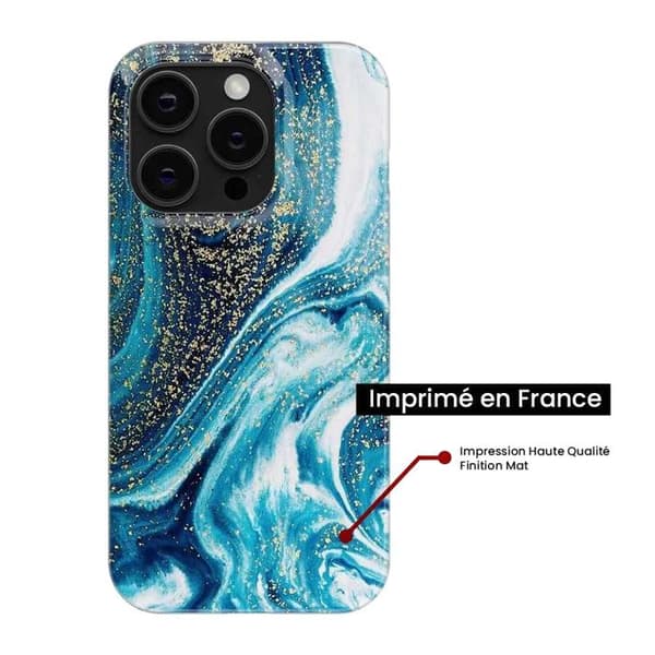 Siliconefodral - Kompatibel med Samsung Galaxy A15 - design i blå glittrande marmor Transparent