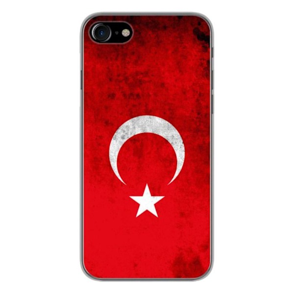 Tryckt silikonfodral som är kompatibelt med Apple iPhone 8 Türkiye flagga Transparent