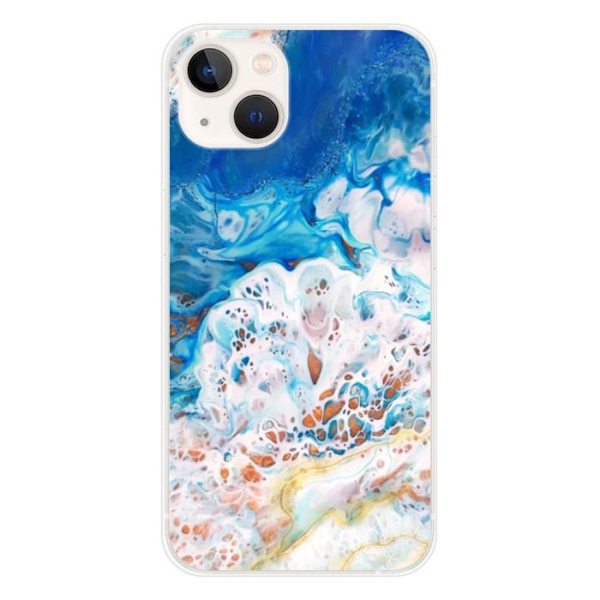Silicone-skal - Kompatibel med Apple iPhone 13 - design marmor ocean Transparent