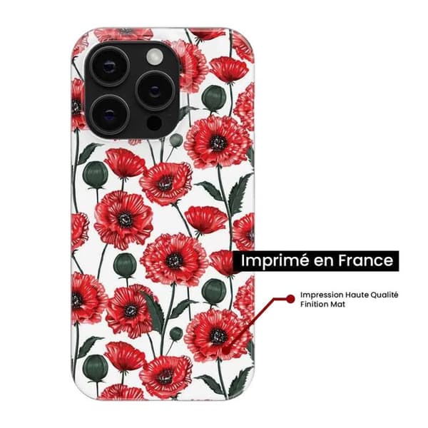 Silikonskal - Kompatibel med Apple iPhone 14 Pro - design med vallmo blommor Transparent