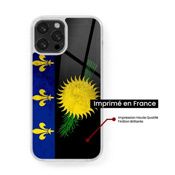 Coque i silikon med förstärkning, tryckt, kompatibel med Apple iPhone 16, Guadeloupe flagga Transparent