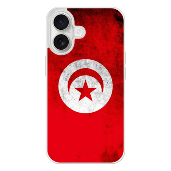 Skal i förstärkt silikon med tryck kompatibel med Apple iPhone 16 Tunisienflagga Transparent