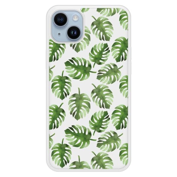 Siliconfodral i förstärkt tryckkompatibel med Apple iPhone 14 Plus Monstera blad Transparent