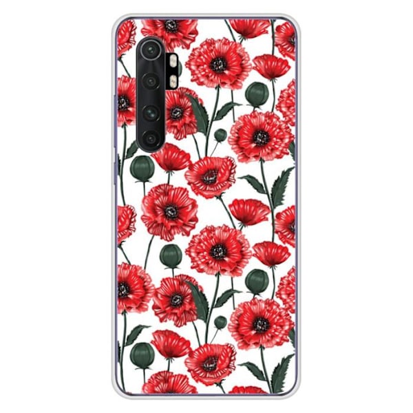 Tryckt silikonfodral som är kompatibelt med Xiaomi Mi Note 10 Lite Poppy Flowers Transparent