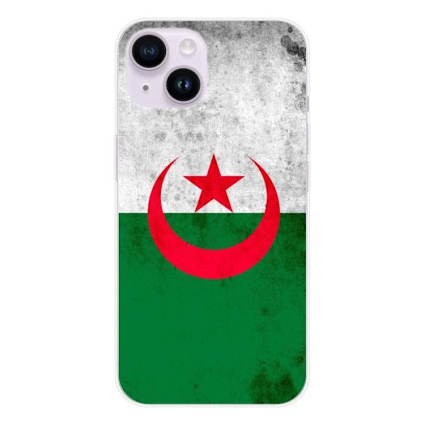 Tryckt silikonfodral som är kompatibelt med Apple iPhone 15 Algeriets flagga Transparent