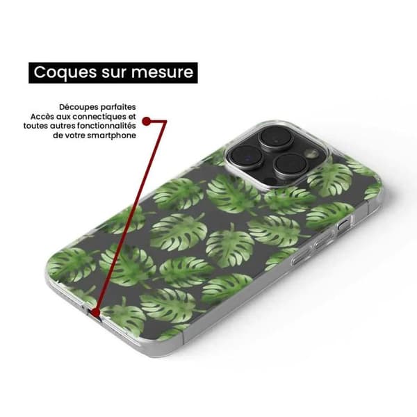 Siliconefodral - Kompatibel med Apple iPhone 16 Pro - design med monstera löv Transparent